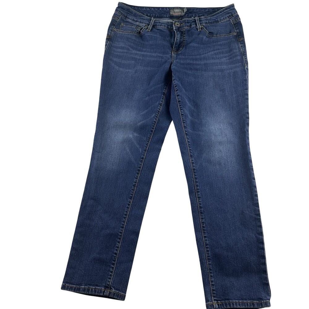 Torrid Vintage Stretch Boyfriend‎ Straight Jeans Women's 10 R Blue Mid Rise